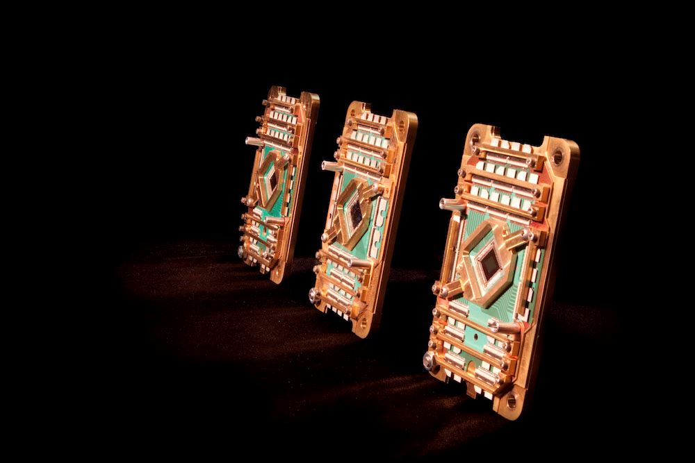 Three D-Wave 2000Q Processors in Holder